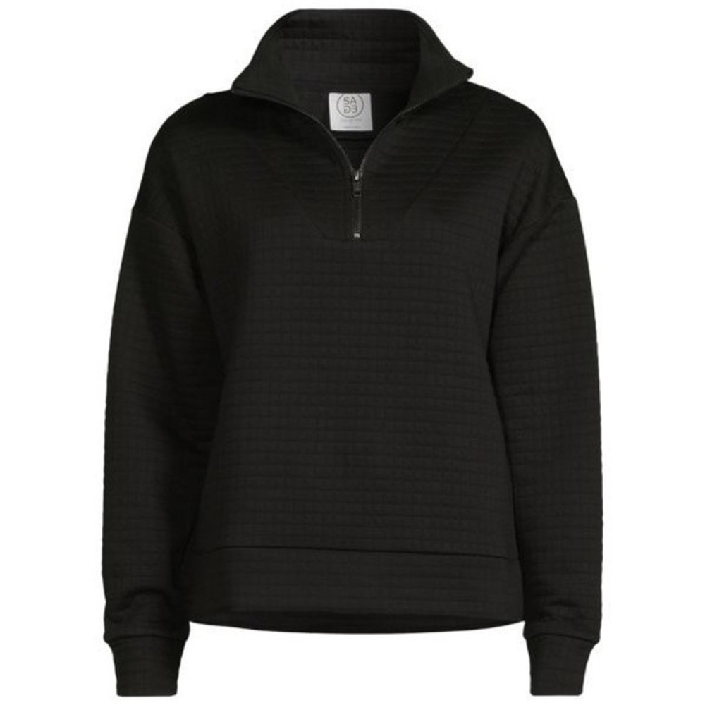3/30$💥 Sage Collective Dimensional Quarter Zip Pullover black Women Small